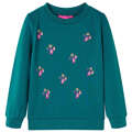 Sweatshirt para Criança com Estampa de Brilhantes Verde-escuro 116