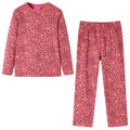 Pijama Manga Comprida P/ Criança C/ Estampa de Leopardo Rosa-velho 104