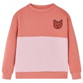 Sweatshirt para Criança Bloco de Cor e Design de Gato Rosa 116