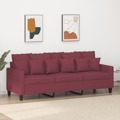 Sofá de 3 Lugares Tecido 180 cm Vermelho Tinto