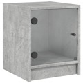 Mesa de Cabeceira C/ Porta de Vidro 35x37x42cm Cinzento Cimento