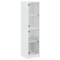 Aparador Alto C/ Portas de Vidro 35x37x142 cm Branco