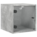 Mesa de Cabeceira C/ Porta de Vidro 35x37x35cm Cinzento Cimento