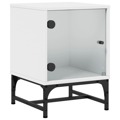 Mesa de Cabeceira C/ Porta de Vidro 35x37x50 cm Branco