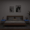 Mesas de Cabeceira de Parede com Luzes LED 2pcs Cinzento Sonoma