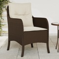 Cadeiras de Jardim com Almofadões 2 pcs Vime Pe Castanho