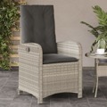 Cadeira Jardim Reclinável com Almofadões Vime Pe Cinzento Claro