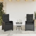 Cadeiras de Jardim Reclináveis C/ Almofadões 2pcs Vime Pe Preto