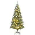 árvore Natal Artificial C/ 300 Luzes Led, Bolas e Neve 180 cm