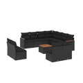 Conjunto de Sofás de Jardim C/ Almofadões Vime Pe Preto 12 pcs