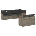 Conjunto Sofás P/ Jardim C/ Almofadões Vime Pe Cinzento 7 pcs