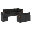 Conjunto Sofás de Jardim com Almofadões Vime Pe Preto 8 pcs