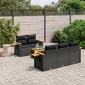 Conjunto Sofás de Jardim C/ Almofadões Vime Pe Preto 6 pcs