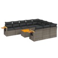 Conjunto Sofás de Jardim C/ Almofadões Vime Pe Cinzento 11 pcs