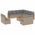 Conjunto de Sofás P/ Jardim com Almofadões Vime Pe Bege 12 pcs