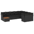 Conjunto Sofás de Jardim C/ Almofadões Vime Pe Preto 10 pcs