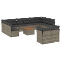 Conjunto Sofás P/ Jardim C/ Almofadões Vime Pe Cinzento 13 pcs