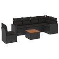 Conjunto de Sofás P/ Jardim C/ Almofadões Vime Pe Preto 7 pcs