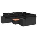 Conjunto de Sofás P/ Jardim C/ Almofadões Vime Pe Preto 9 pcs