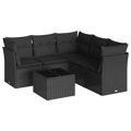 Conjunto Sofás de Jardim C/ Almofadões Vime Pe Preto 6 pcs