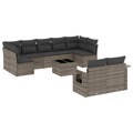 Conjunto Sofás de Jardim C/ Almofadões Vime Pe Cinzento 10 pcs