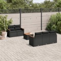 Conjunto Sofás de Jardim C/ Almofadões Vime Pe Preto 6 pcs