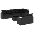 Conjunto de Sofás P/ Jardim C/ Almofadões Vime Pe Preto 9 pcs