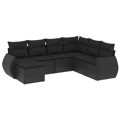 Conjunto de Sofás P/ Jardim C/ Almofadões Vime Pe Preto 7 pcs