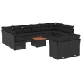 Conjunto de Sofás de Jardim com Almofadões Vime Pe Preto 13 pcs