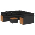 Conjunto de Sofás P/ Jardim C/ Almofadões Vime Pe Preto 9 pcs