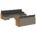 Conjunto Sofás de Jardim C/ Almofadões Vime Pe Cinzento 11 pcs