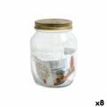 Frasco Bormioli Quattro Stagioni Hermético Metal Cristal Transparente Dourado 1 L (8 Unidades)