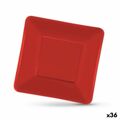 Conjunto de Pratos Algon Descartáveis Cartão Quadrado Vermelho 19 X 19 X 1 cm (36 Unidades)