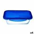 Lancheira Hermética Pyrex Cook & Go Retangular Azul 30 X 23 cm 3,3 L Vidro (4 Unidades)