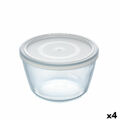 Lancheira Redonda com Tampa Pyrex Cook & Freeze 1,1 L 15 X 15 X 10 cm Transparente Silicone Vidro (4 Unidades)