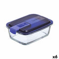 Lancheira Hermética Luminarc Easy Box Azul Vidro (6 Unidades) (820 Ml)