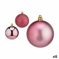 Conjunto de Bolas de Natal Cor de Rosa Plástico 6 X 7 X 6 cm (12 Unidades)