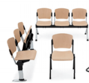 Cadeiras Auditório Viga 4 Lugares Rebatível Fixa em Faia Flou