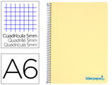 Caderno Espiral A6 Micro Wonder Tapa Plástico 120h 90 gr Cuadro 5mm 4 Bandas Color Amarelo