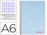 Caderno Espiral A6 Micro Wonder Tapa Plástico 120h 90 gr Cuadro 5mm 4 Bandas Color Celeste