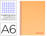 Caderno Espiral A6 Micro Wonder Tapa Plástico 120h 90 gr Cuadro 5mm 4 Bandas Color Naranja