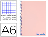 Caderno Espiral A6 Micro Wonder Tapa Plástico 120h 90 gr Cuadro 5mm 4 Bandas Color Rosa