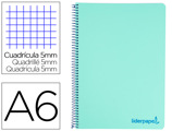 Caderno Espiral A6 Micro Wonder Tapa Plástico 120h 90 gr Cuadro 5mm 4 Bandas Color Verde