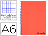 Caderno Espiral A6 Micro Wonder Tapa Plástico 120h 90 gr Cuadro 5mm 4 Bandas Color Rojo