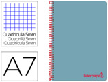 Caderno Espiral A7 Micro Wonder Tapa Plástico 100h 90 gr Cuadro 5mm 4 Bandas Color Celeste