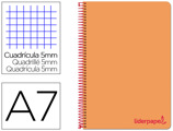 Caderno Espiral A7 Micro Wonder Tapa Plástico 100h 90 gr Cuadro 5mm 4 Bandas Color Naranja
