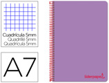 Caderno Espiral A7 Micro Wonder Tapa Plástico 100h 90 gr Cuadro 5mm 4 Bandas Color Violeta