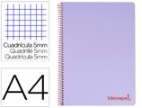 Caderno Espiral A4 Micro Wonder Capa Plástico 120f 90 gr Quadricula 5 mm 5 Bandas 4 Furos Violeta