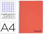 Caderno Espiral A4 Micro Wonder Capa Plástico 120f 90 gr Quadricula 5 mm 5 Bandas 4 Furos Vermelho