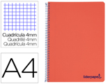 Caderno Espiral A4 Wonder Capa Plástico 80f 90gr Quadricula 4mm com Margem Vermelho